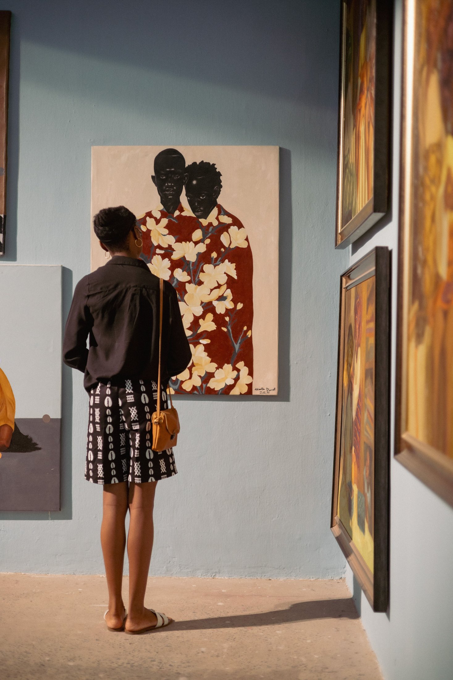 Visitors experiencing an art exhibition